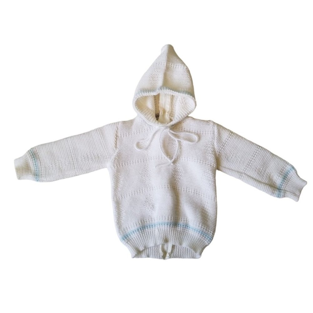 Vintage Mario Gilberti Baby Sweater ITALY Hooded Jacket Zips up back 9 mo Boys
